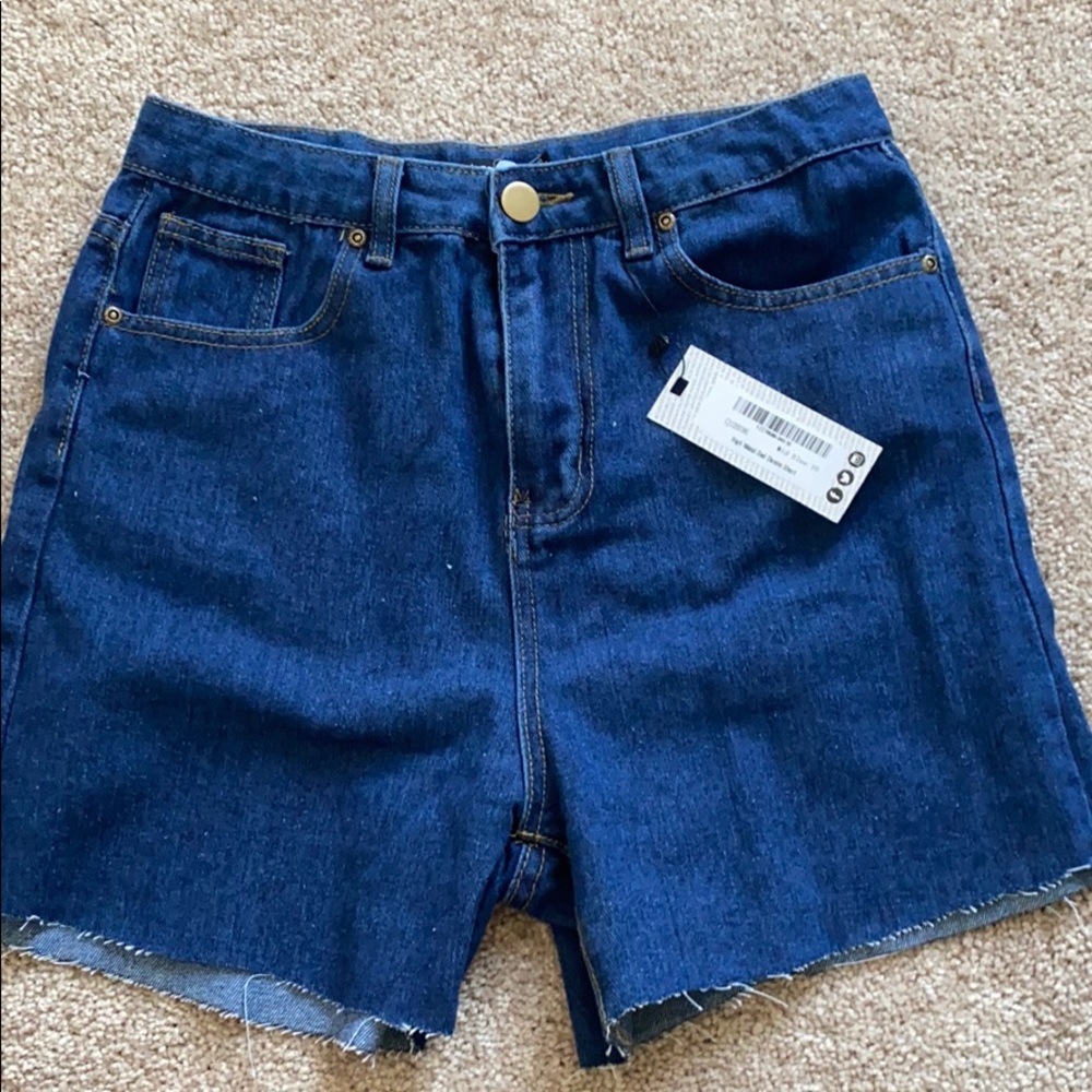 Boohoo High waist dad denim short NWT mid blue